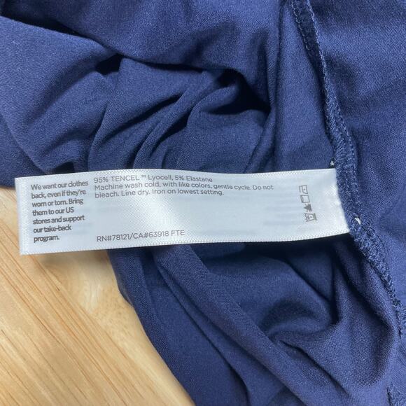 Eileen Fisher NWT Mock Neck Drawstring Tie Waist Dress Navy Size M Sleeveless - Picture 6 of 9